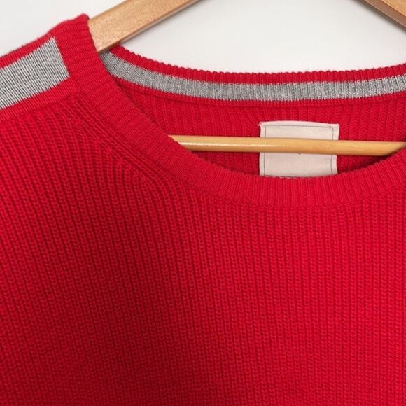 Court and Rowe Red Knit Crewneck Sweater Stripes Down the Sleeves Size Large - Picture 3 of 7